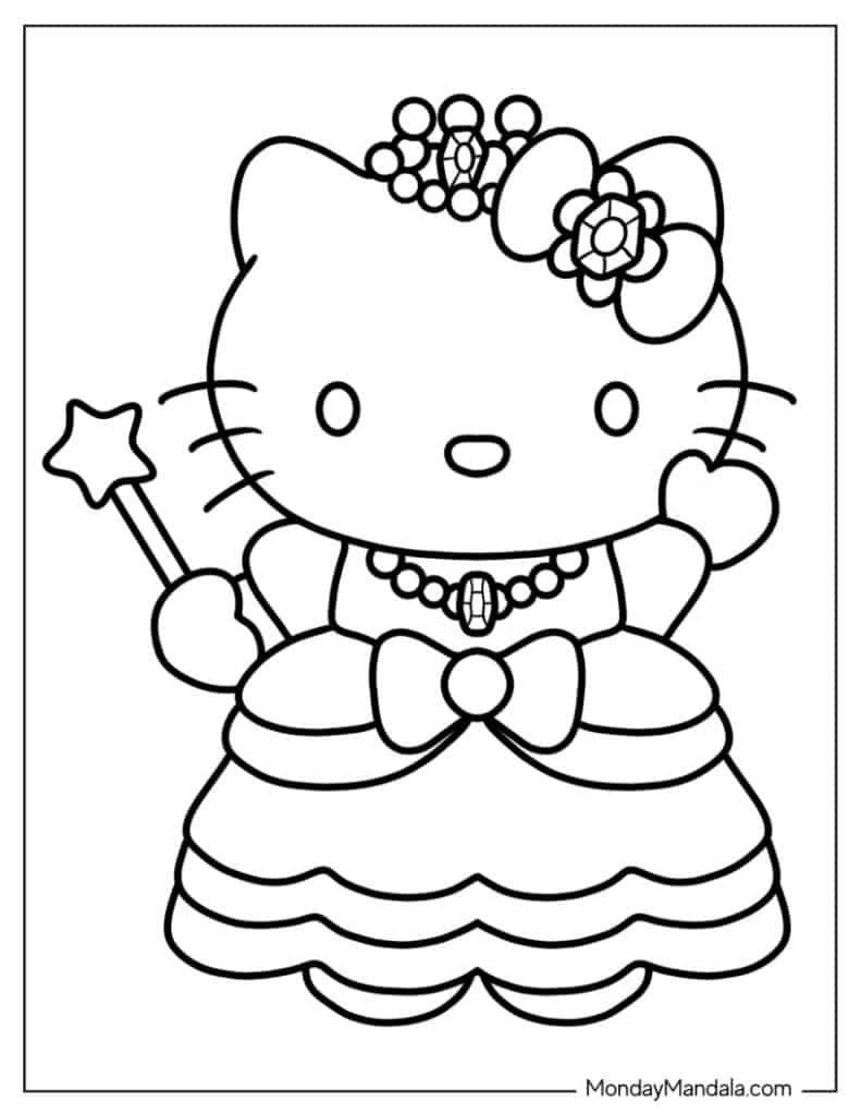 Printable Hello Kitty Birthday Coloring Pages