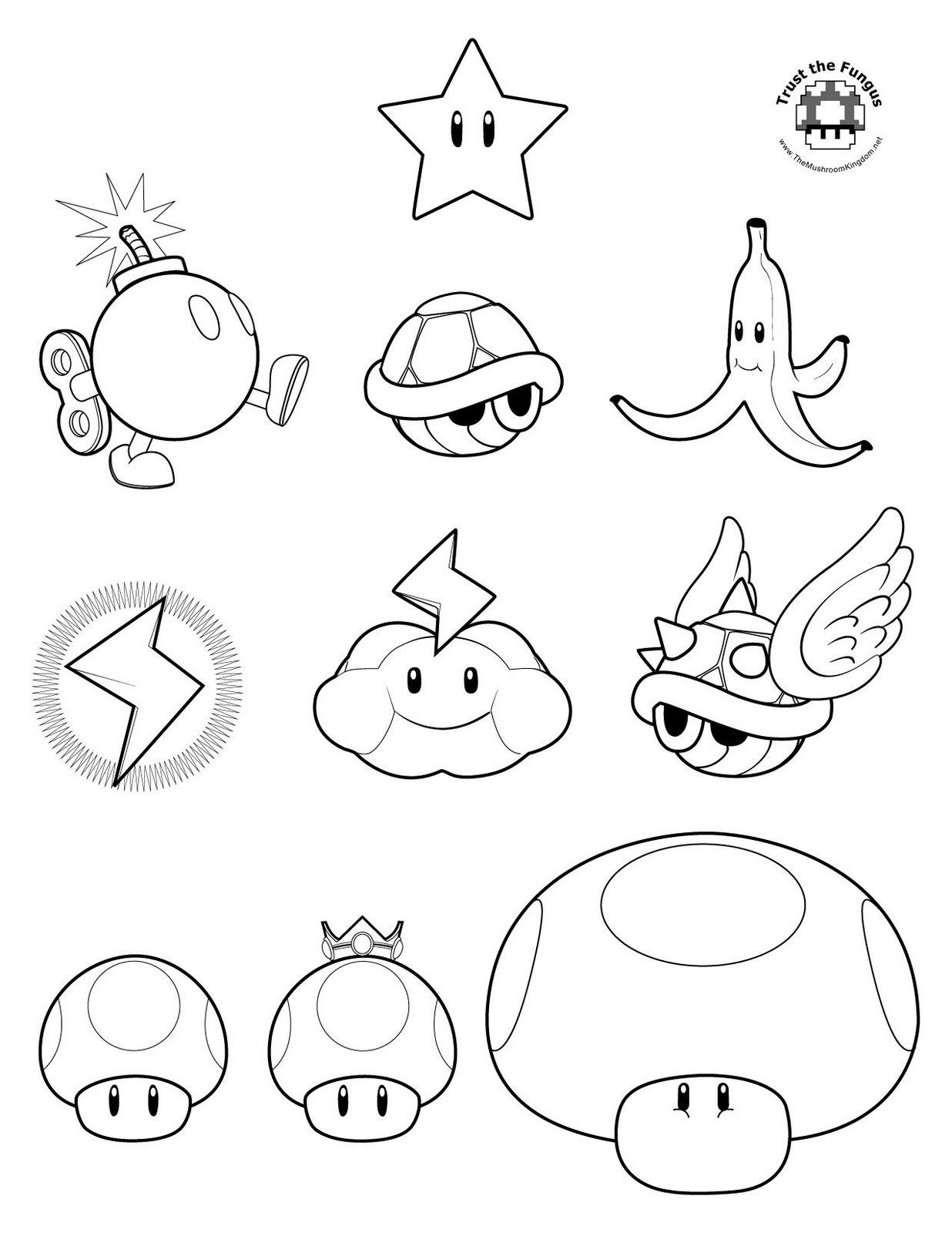 Super Mario Power-Ups Coloring Pages