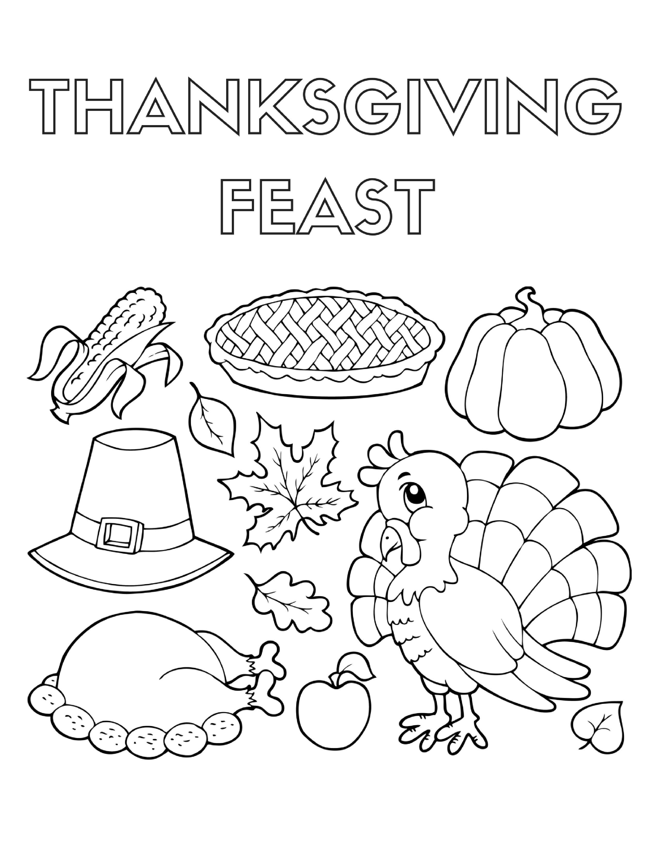 Thanksgiving Coloring Pages Easy Pdf