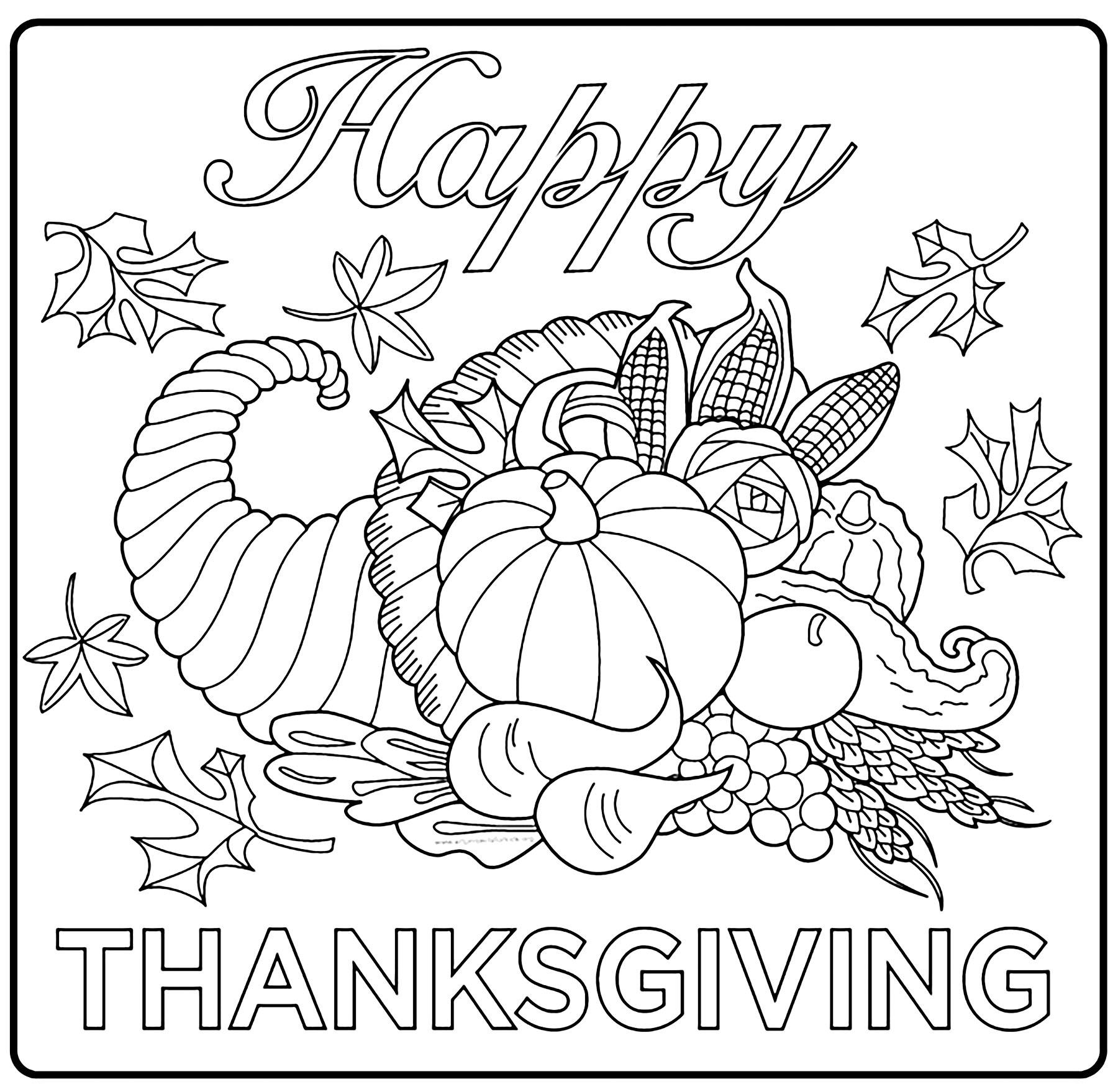 Thanksgiving Coloring Pages For Adults Printable