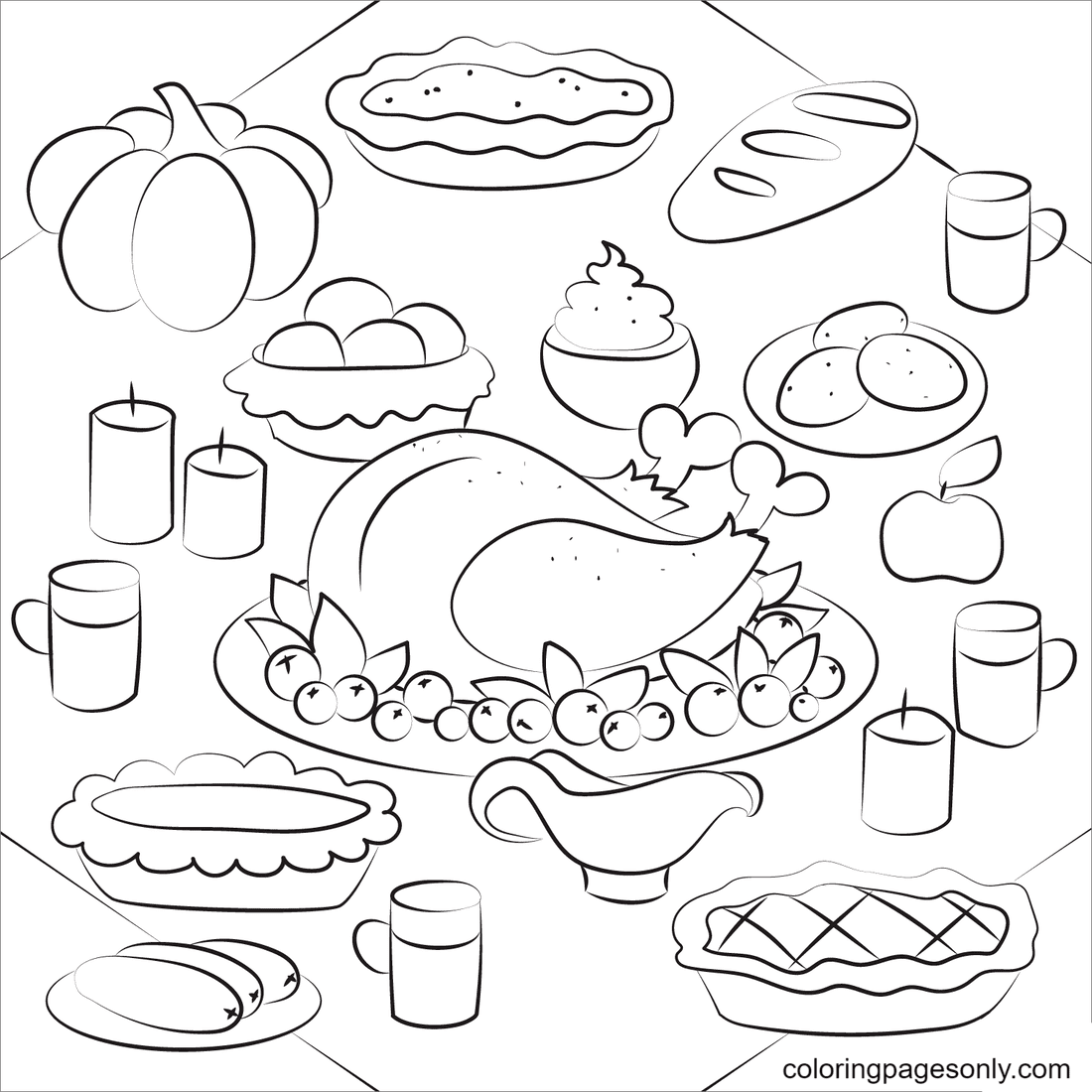 Thanksgiving Cornucopia Coloring Pages