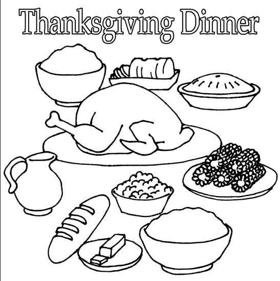 Thanksgiving Dinner Coloring Pages