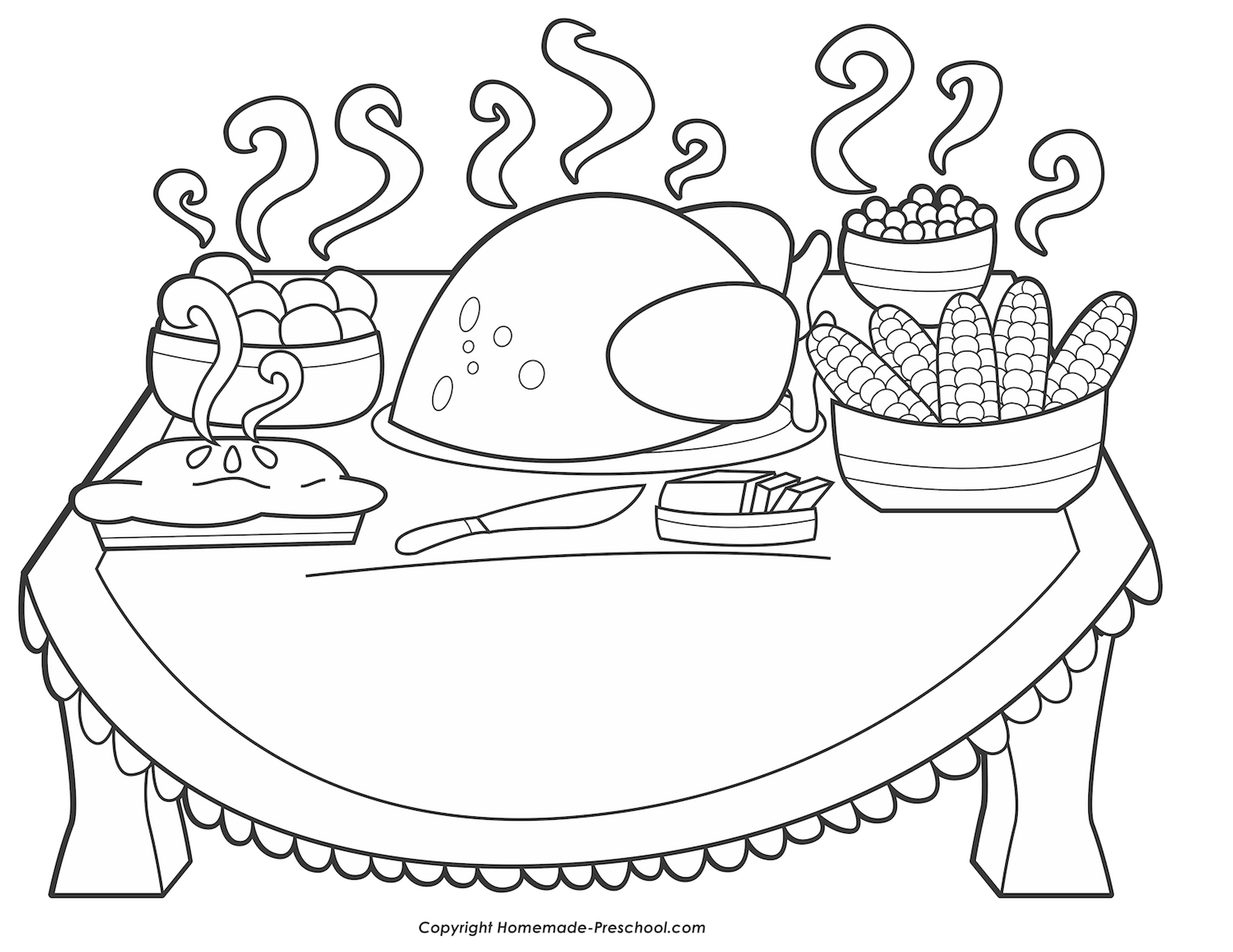 Thanksgiving Food Coloring Pages With Backgrounds