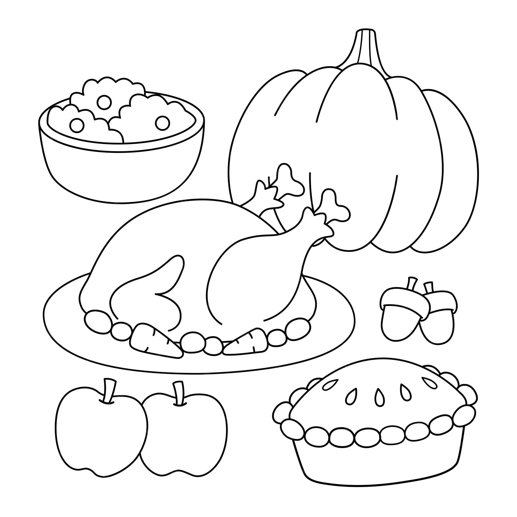 Traditional Thanksgiving Food Coloring Pages