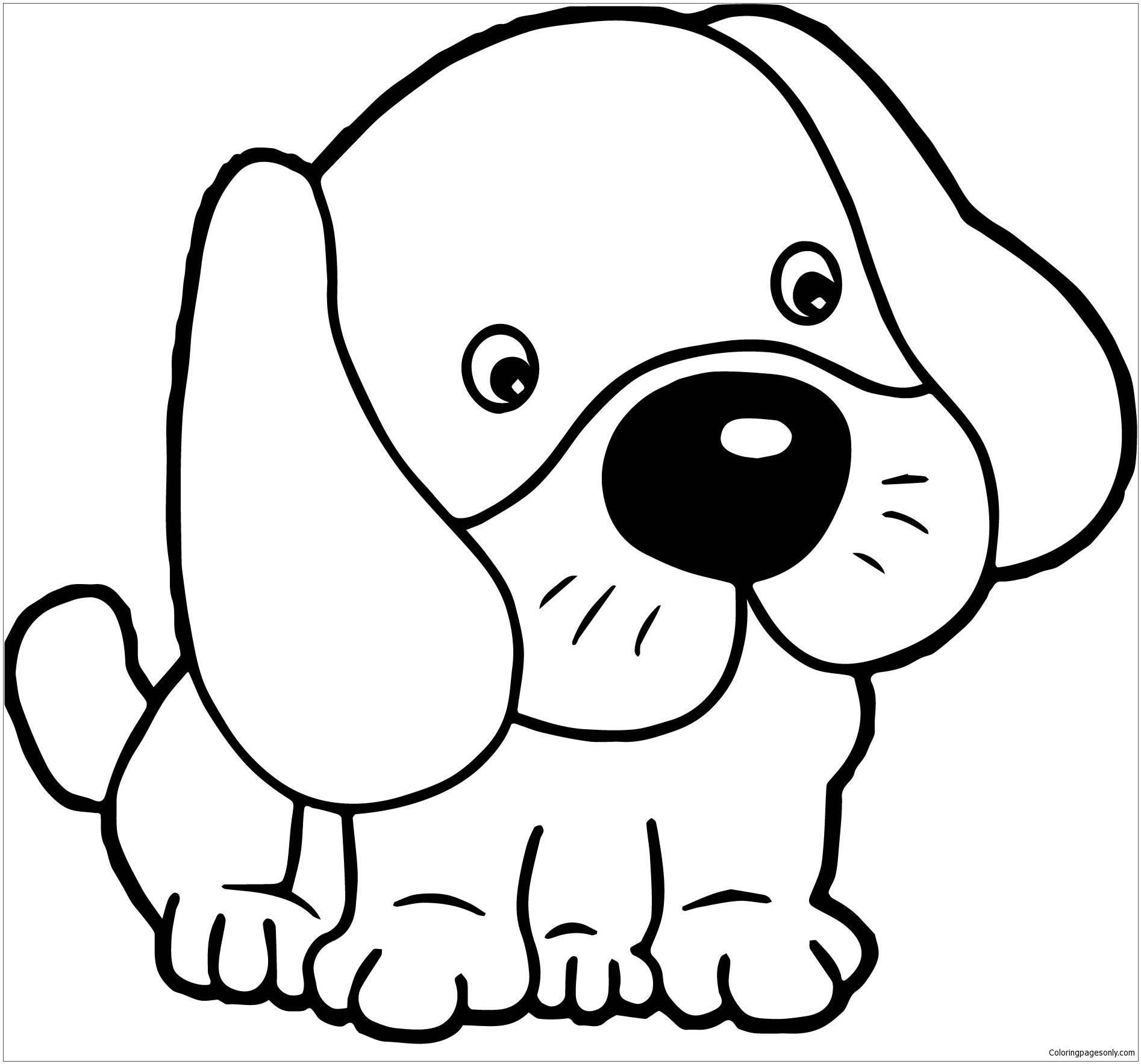 Watercolor Puppy Coloring Pages