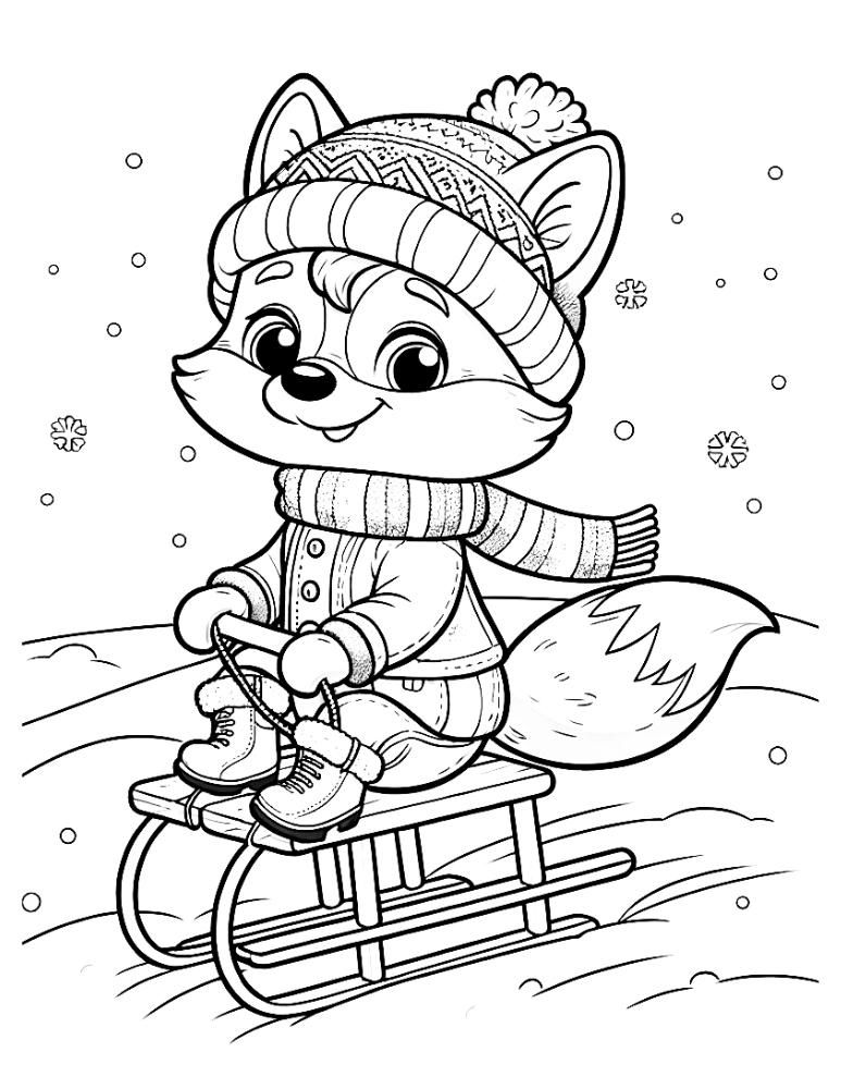 Animals In Winter Coloring Page