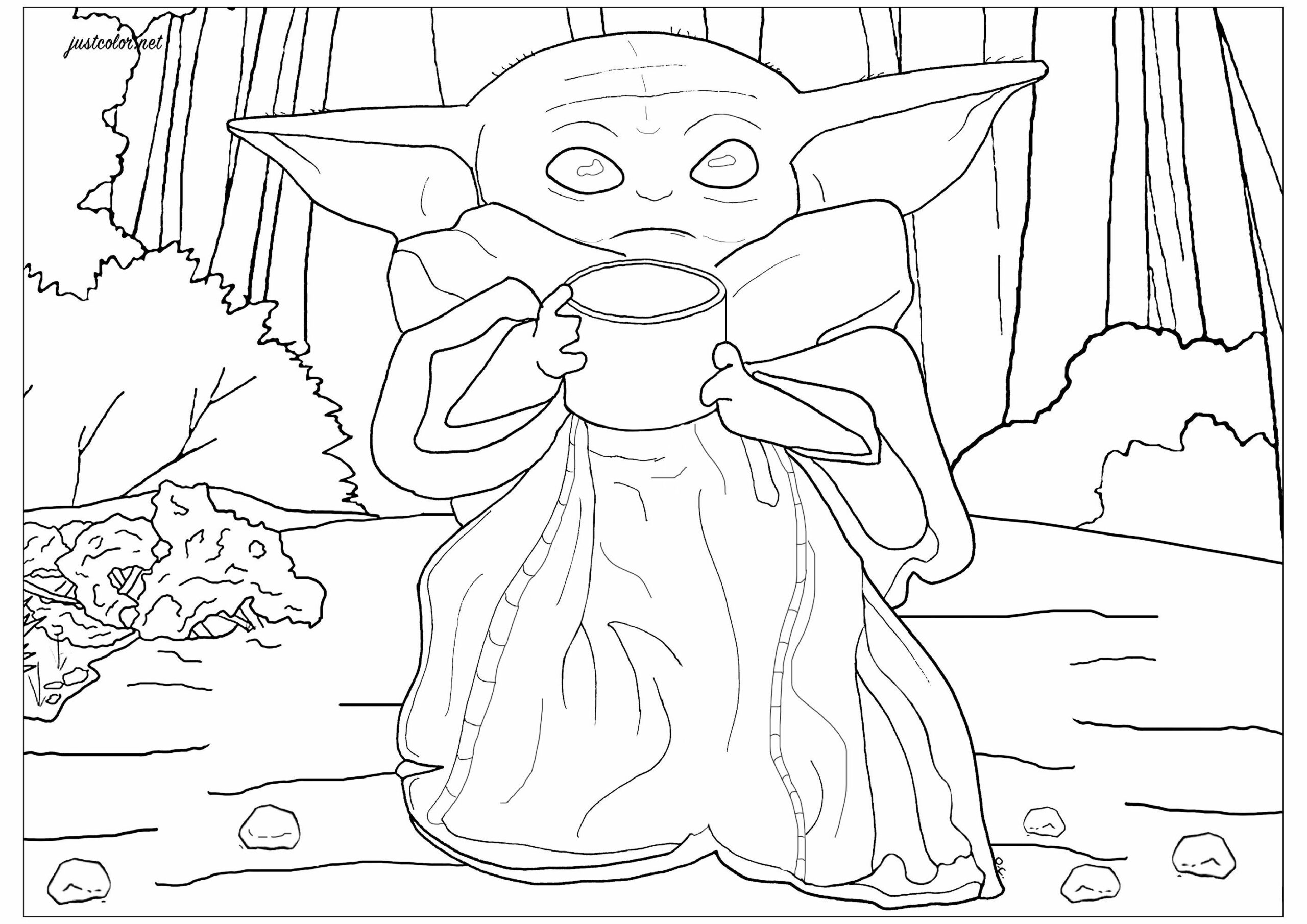 Baby Yoda Christmas Coloring