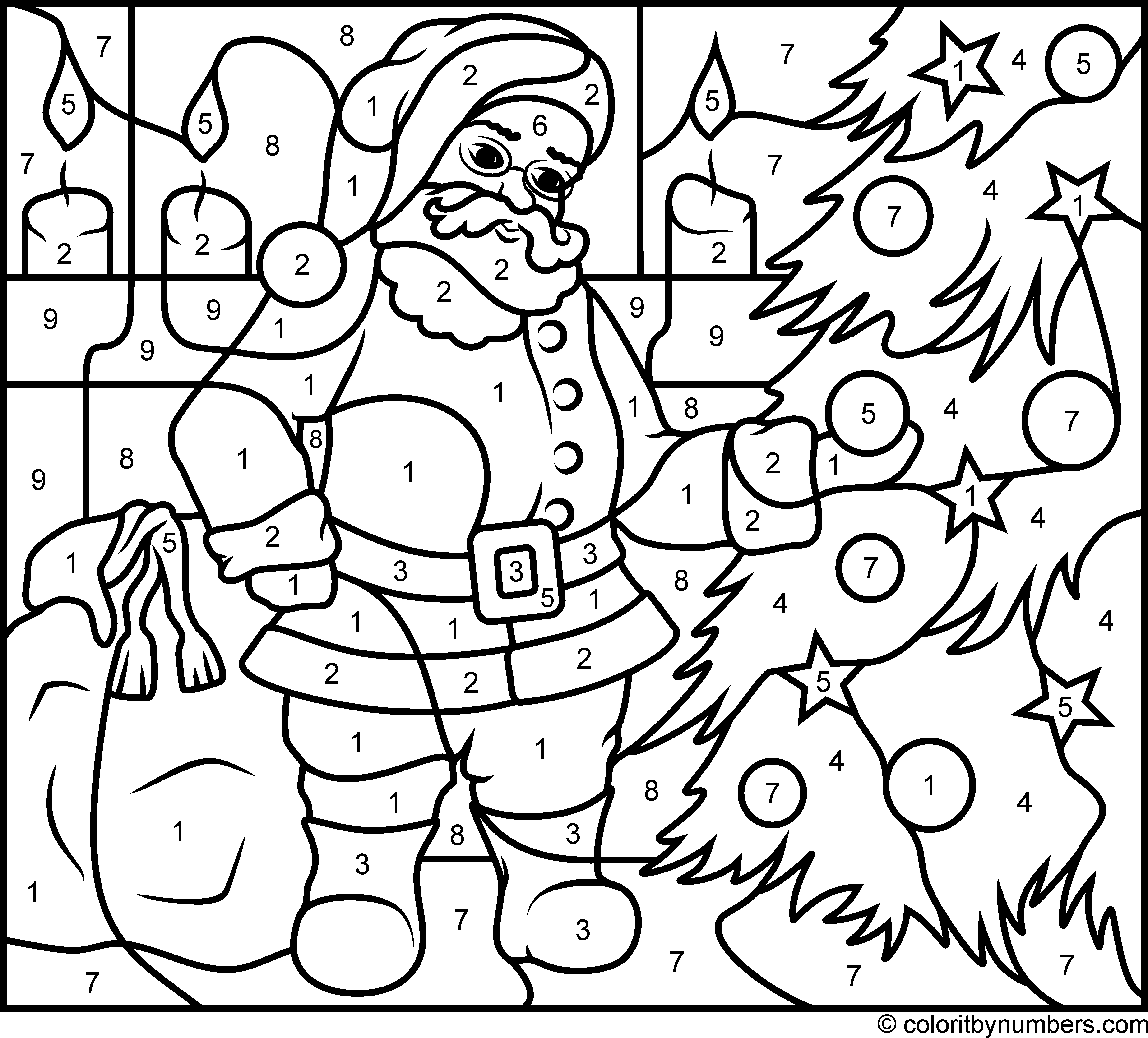 Christmas Coloring Number Pages