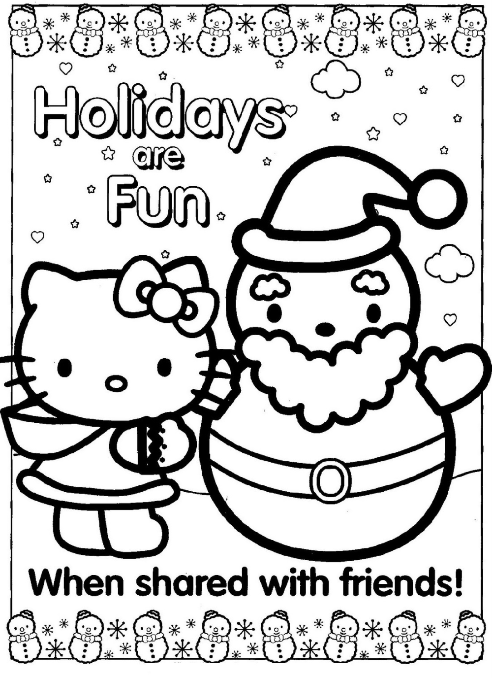 Christmas Coloring Pages Hello Kitty