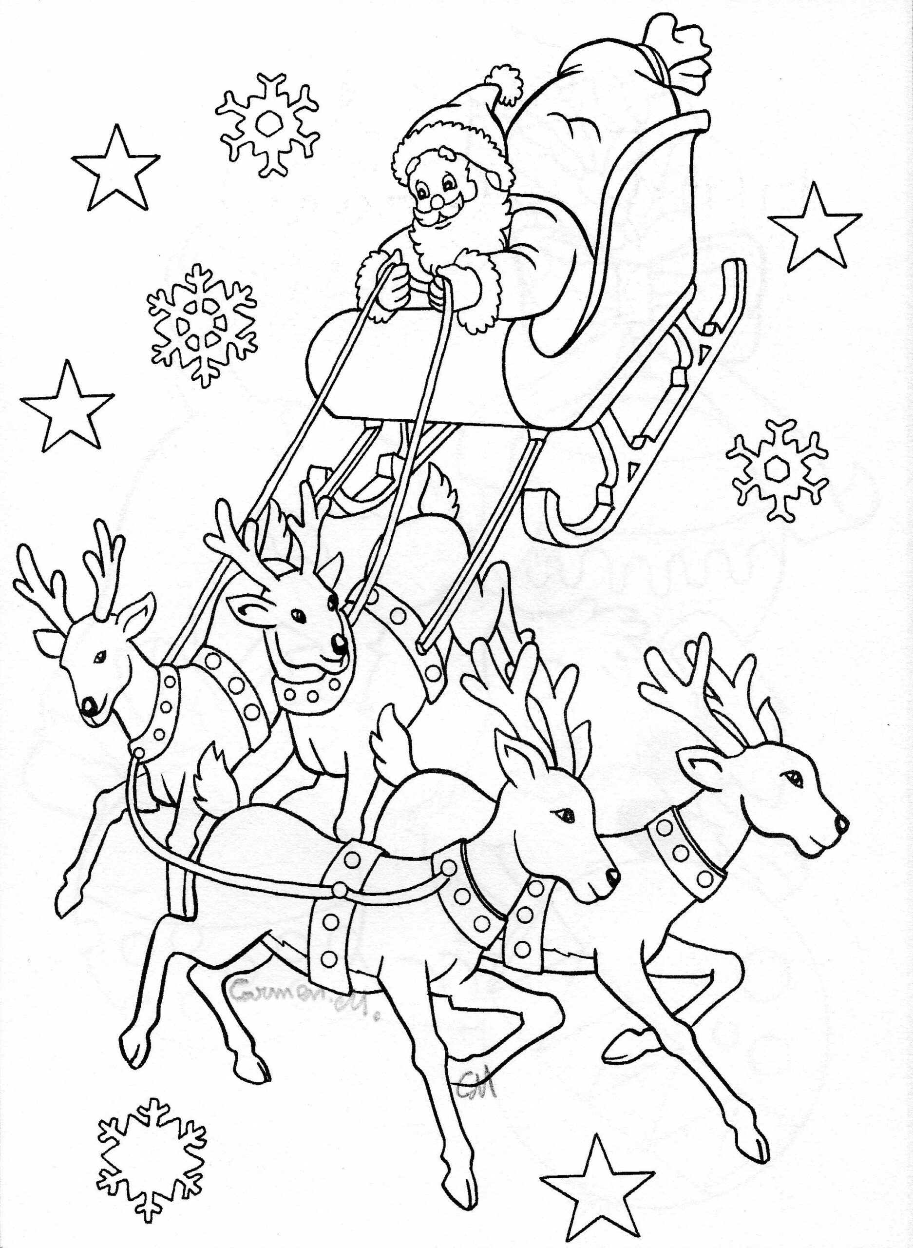 Christmas Coloring Pages Santa Reindeer