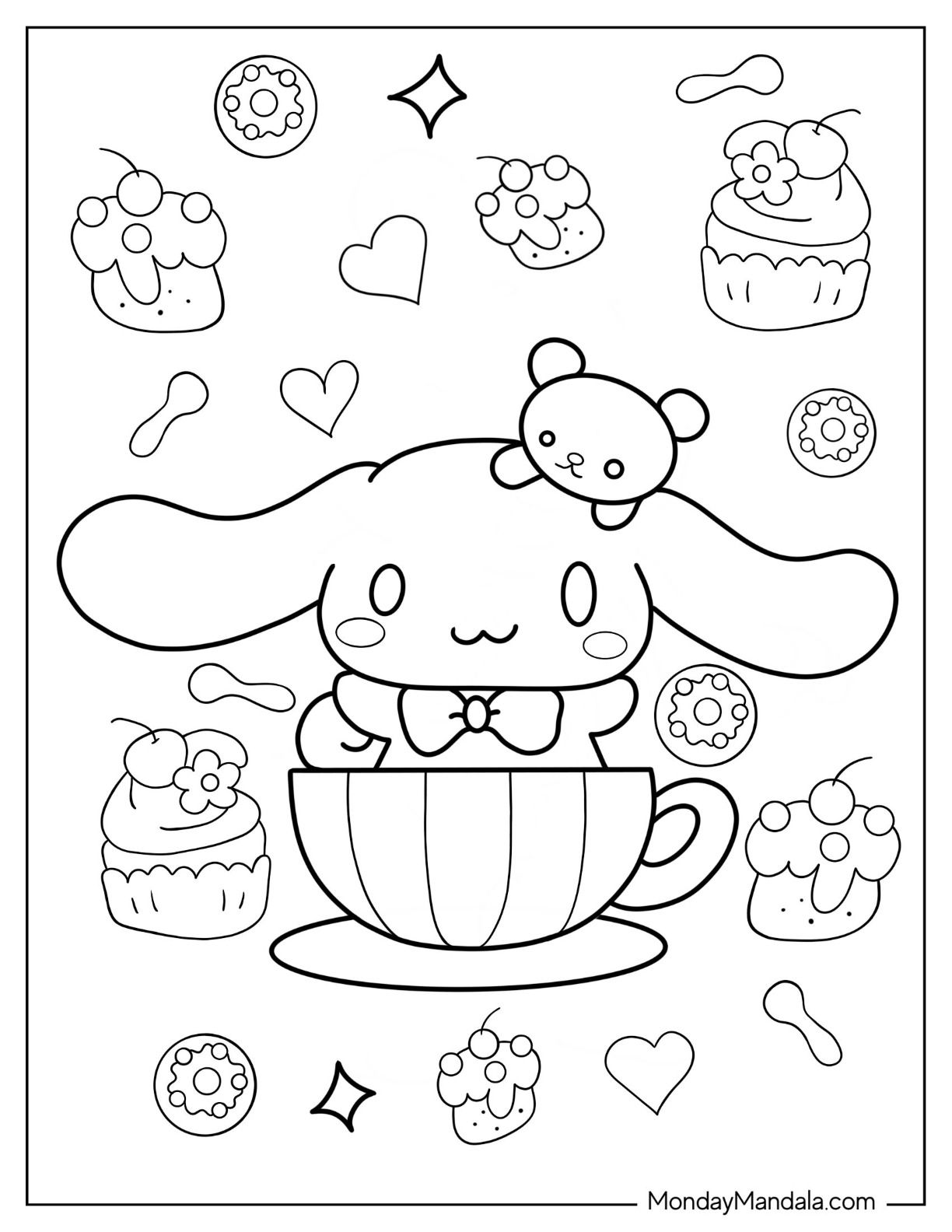 Cinnamon Roll Coloring Pages Sanrio Christmas