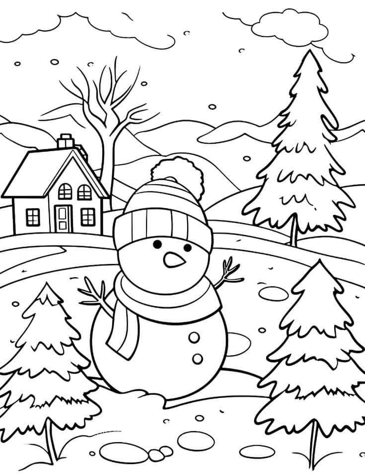 Easy Winter Coloring Pages For Kids