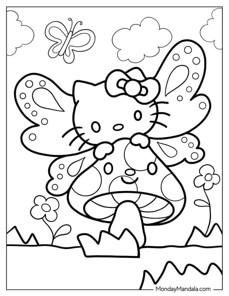 Hello Kitty Coloring Pages Y2K Christmas