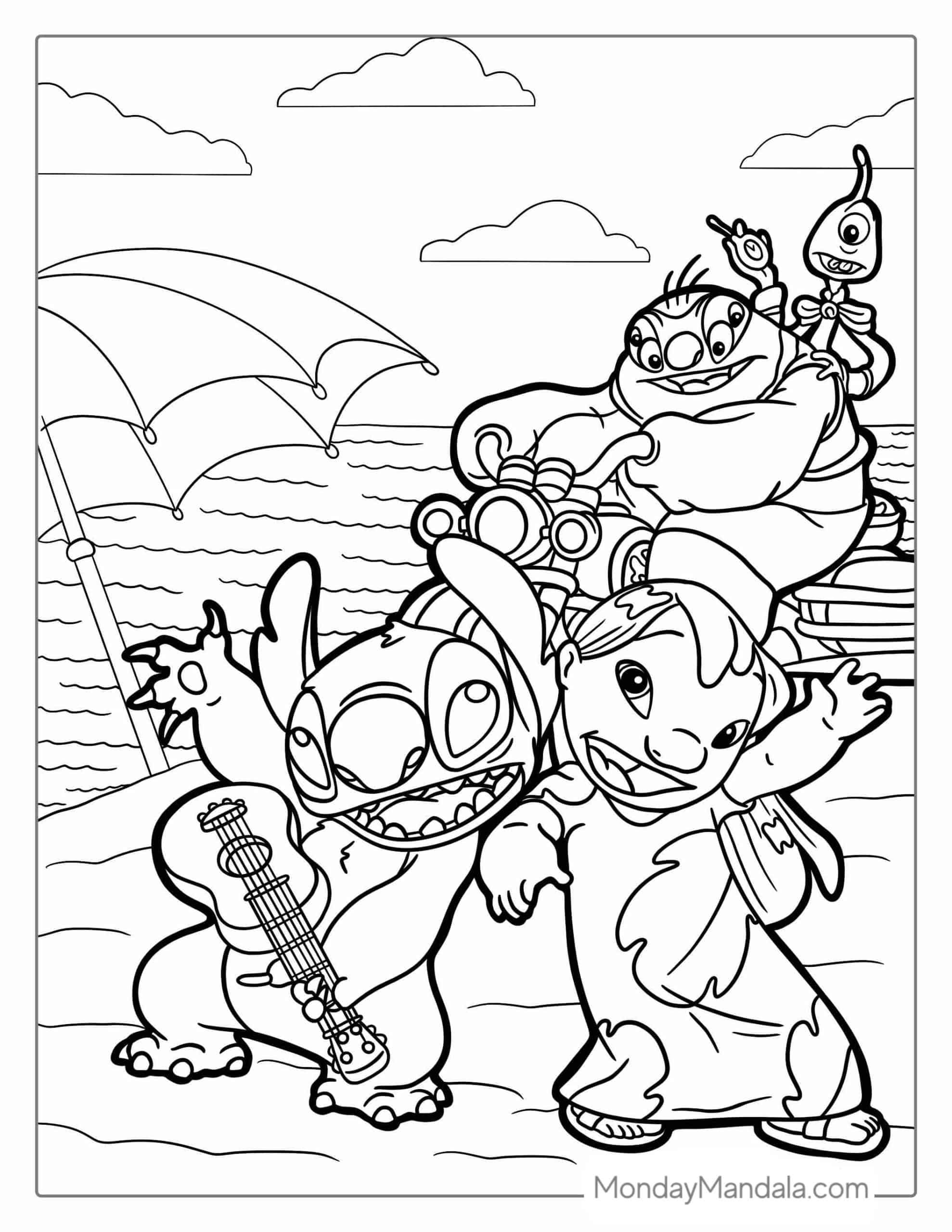 Stitch And Angel Coloring Pages Free