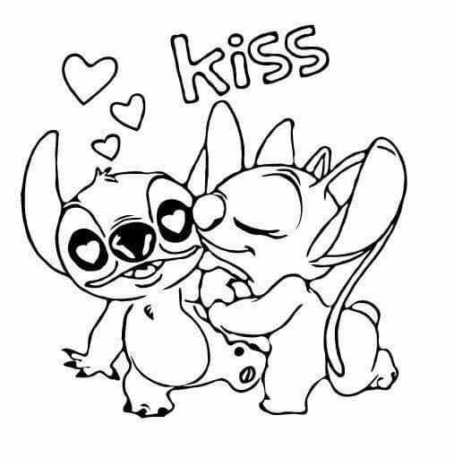 Stitch And Girlfriend Coloring Pages