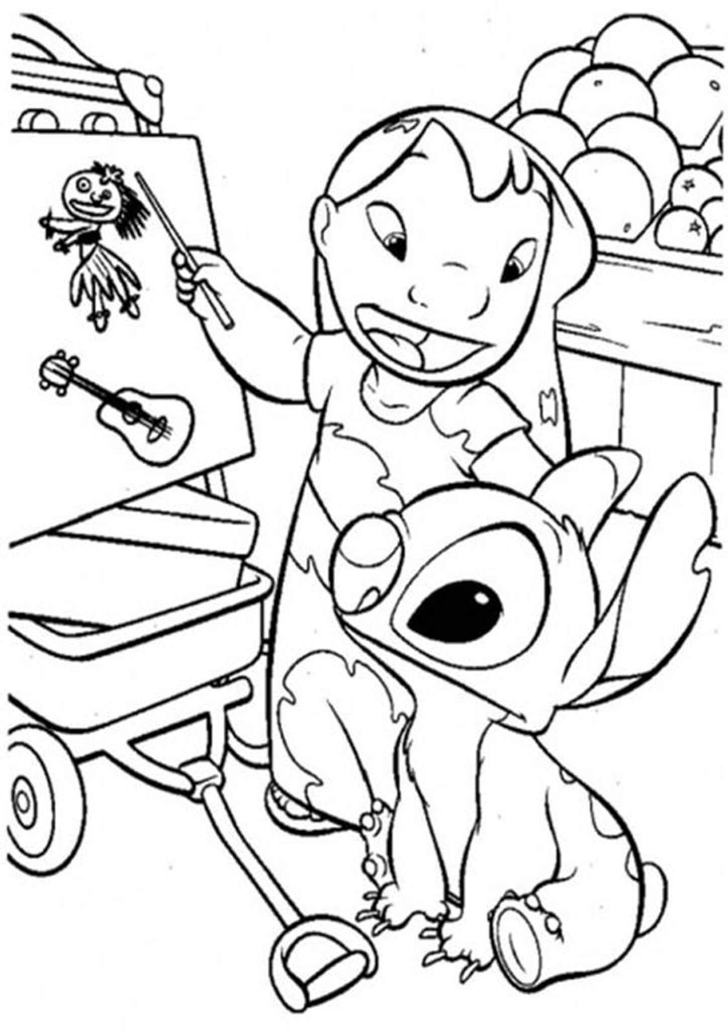 Stitch Coloring Pages Birthday