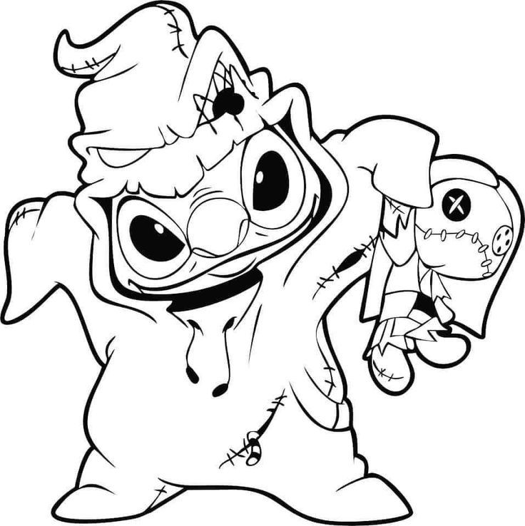 Stitch Coloring Pages Halloween