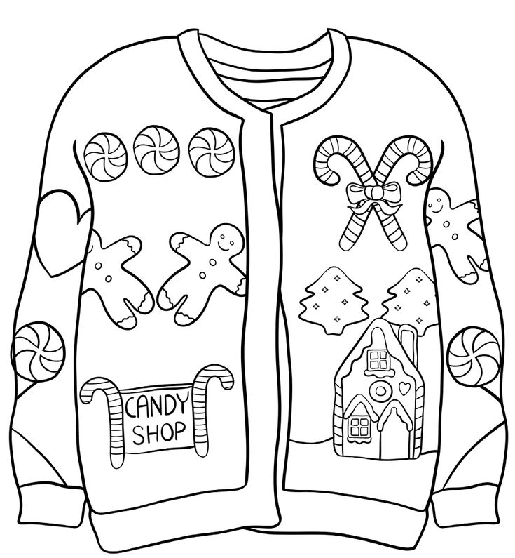 Ugly Christmas Sweater Coloring Page Free Printable