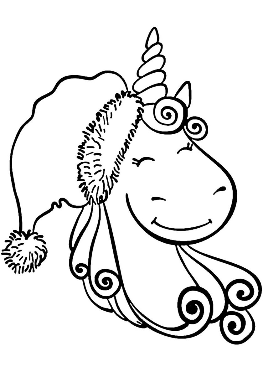 Unicorn Christmas Coloring Page