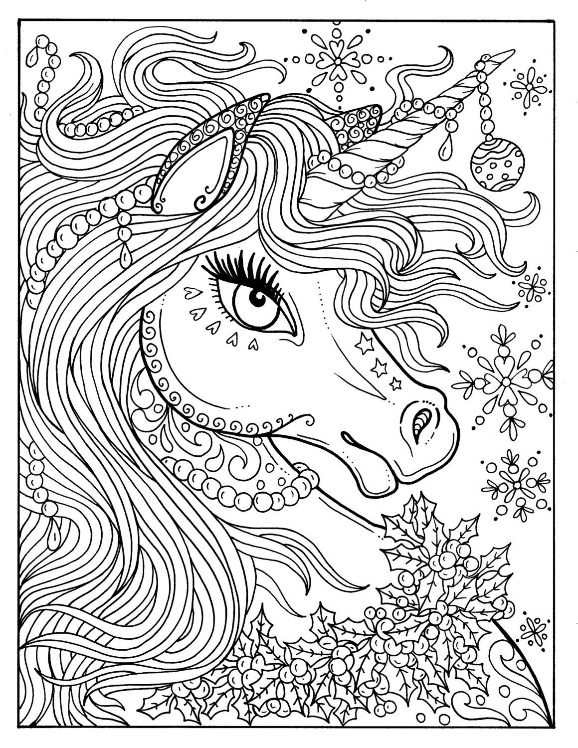 Unicorn Christmas Coloring Pages Free Printable