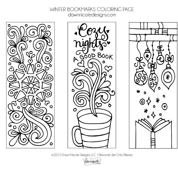 Winter Coloring Bookmarks