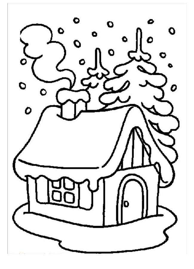 Winter House Coloring