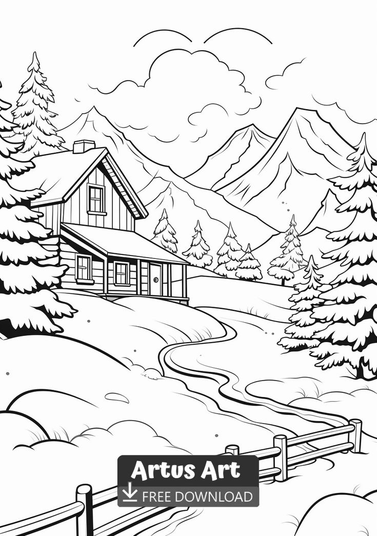 Winter Landscape Coloring