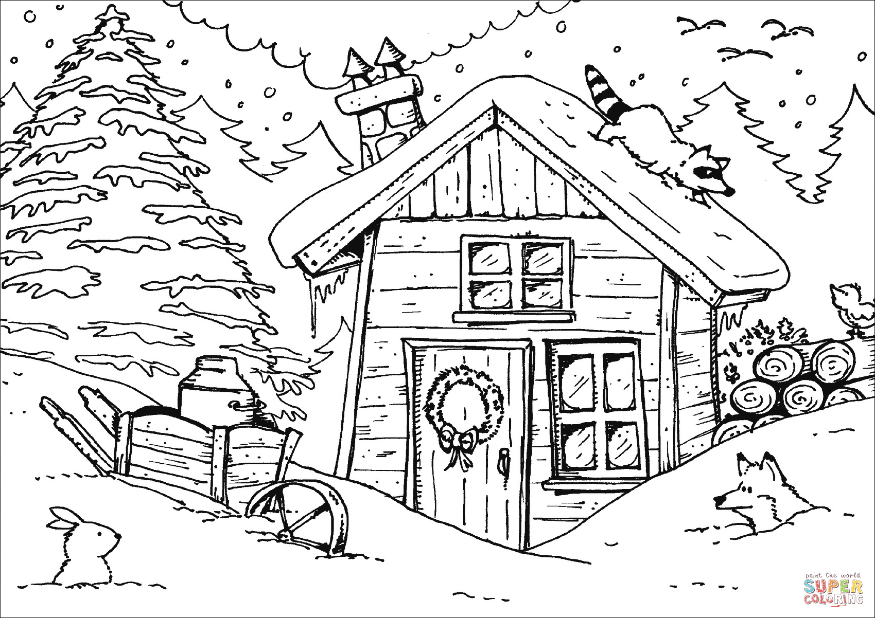 Winter Landscape Coloring Pages