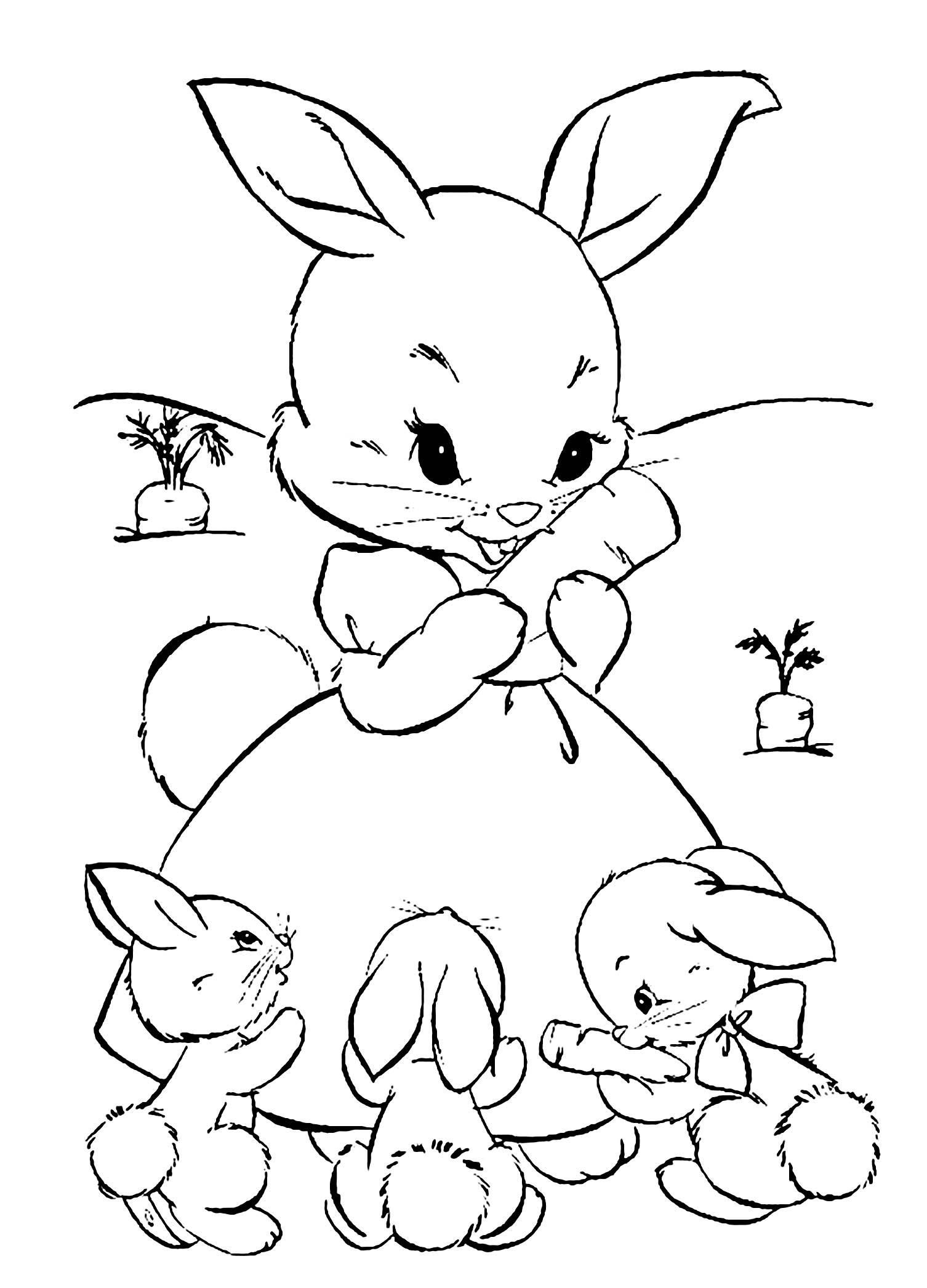 Winter Rabbit Coloring Page