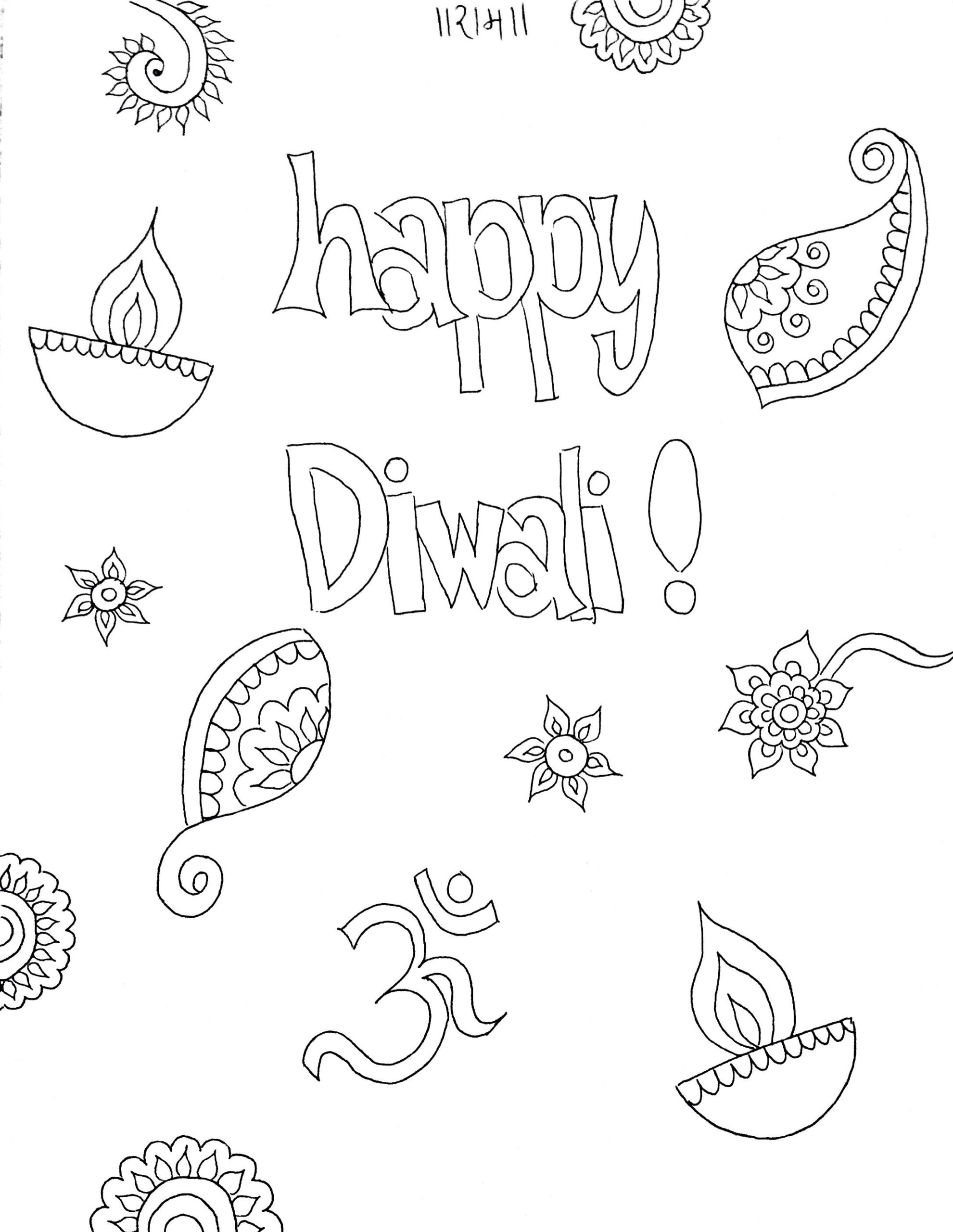 20 Diwali Coloring Pages For Kids Simple