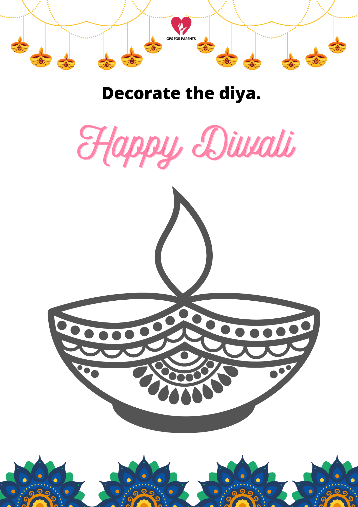 20 Diwali Coloring Pages For Kids Simple