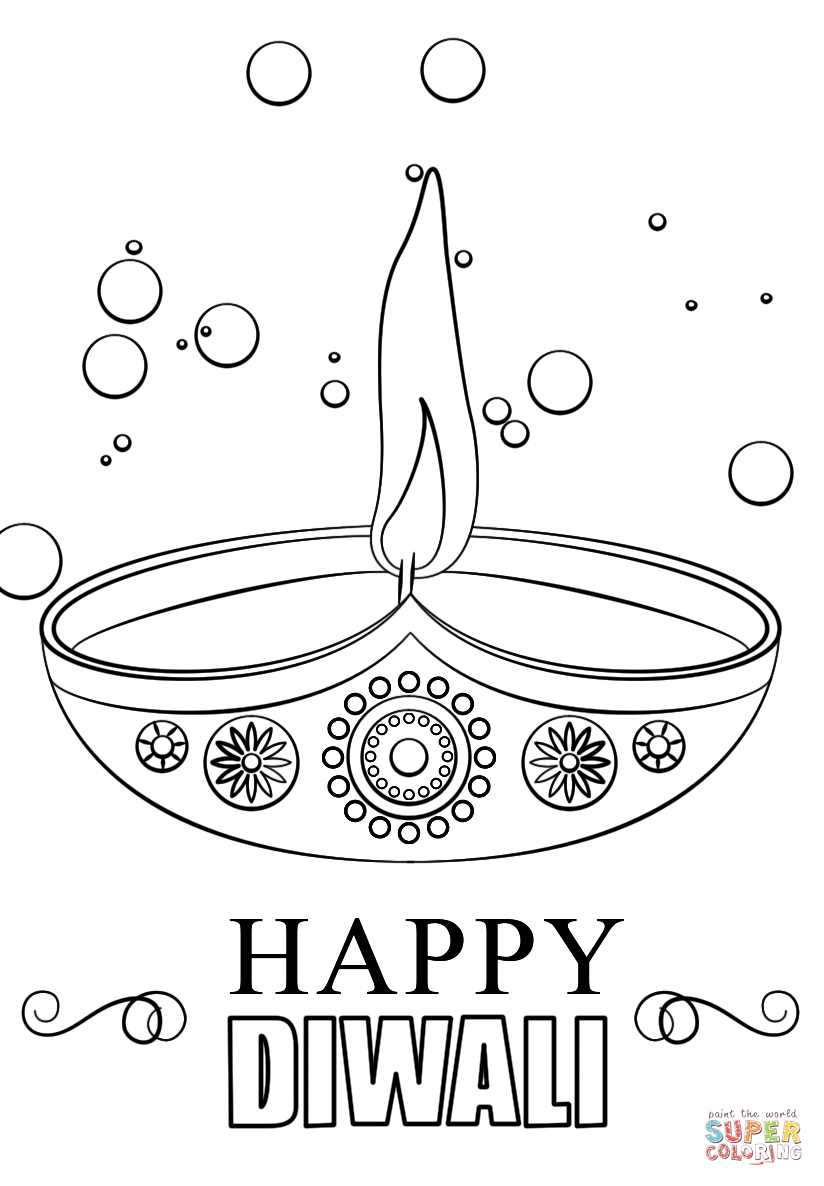 20 Diwali Coloring Pages For Kids Simple