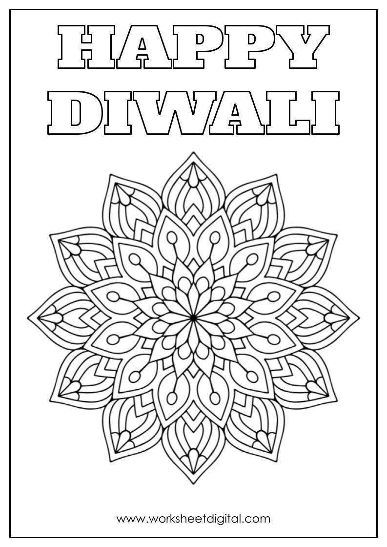 20 Diwali Coloring Pages For Kids Simple