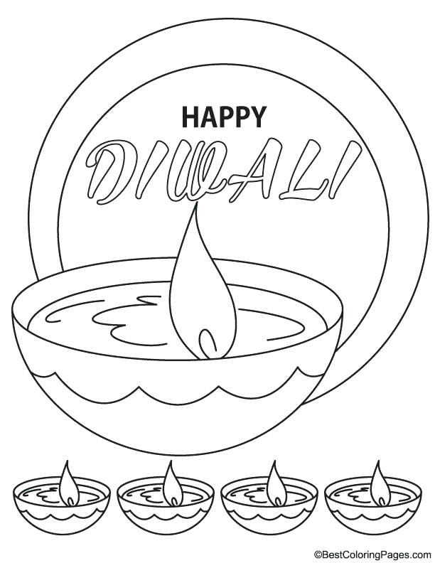 20 Diwali Coloring Pages For Kids Simple