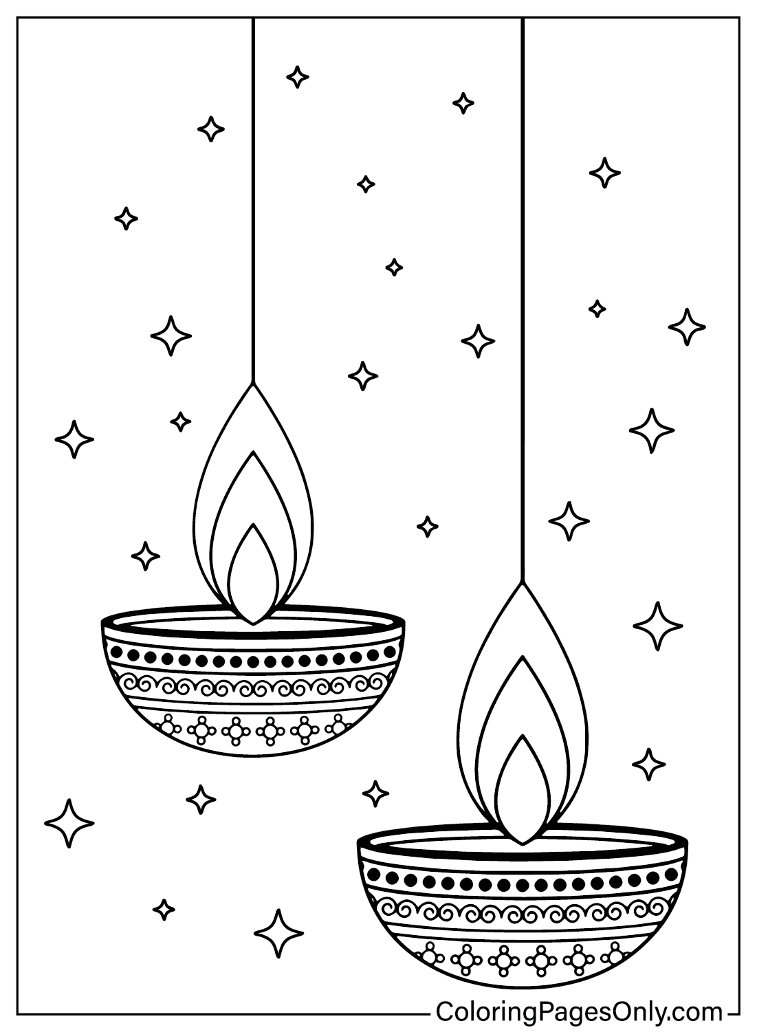 20 Diwali Coloring Pages For Kids Simple