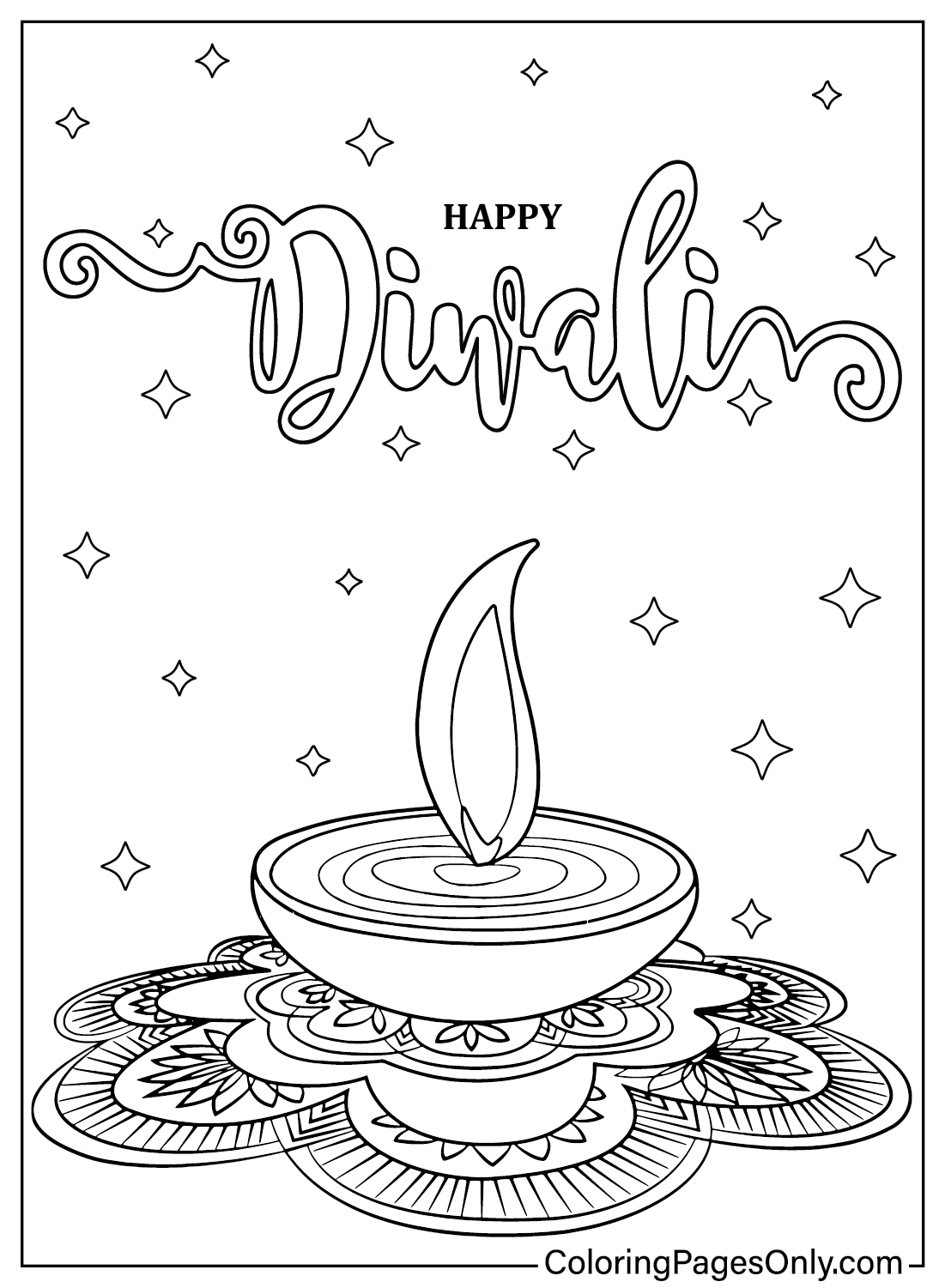 20 Diwali Coloring Pages For Kids Simple