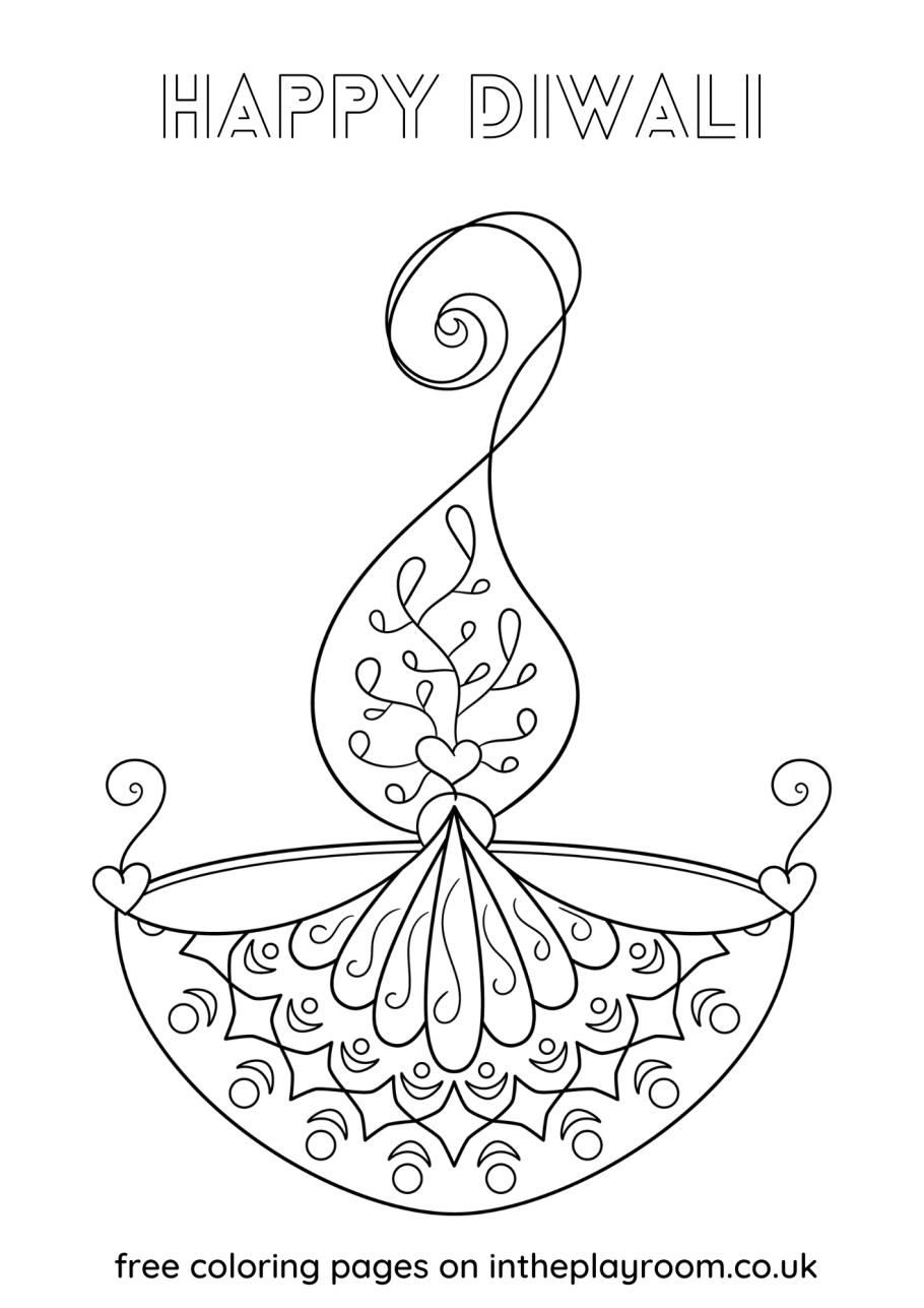 20 Diwali Coloring Pages For Kids Simple