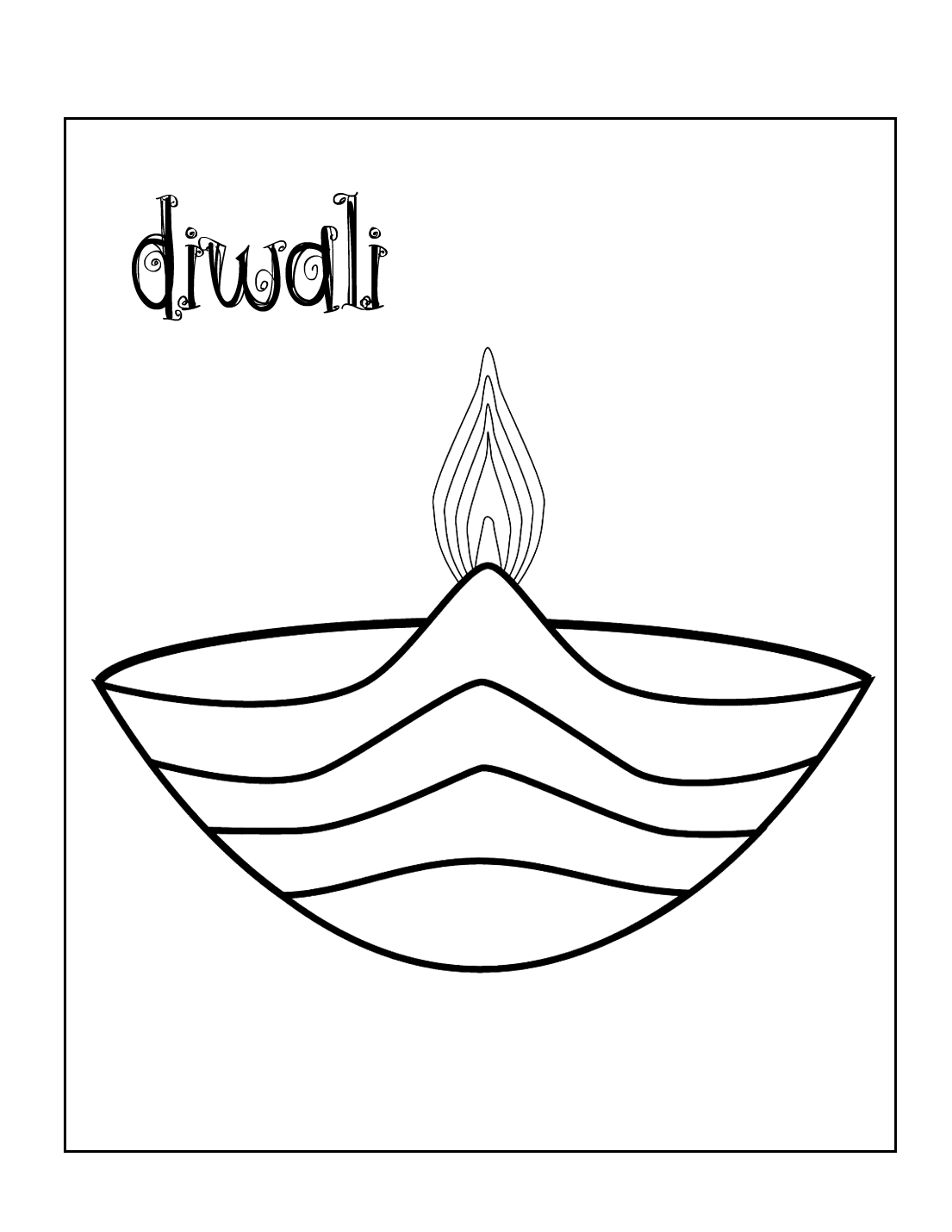 20 Diwali Coloring Pages For Kids Simple