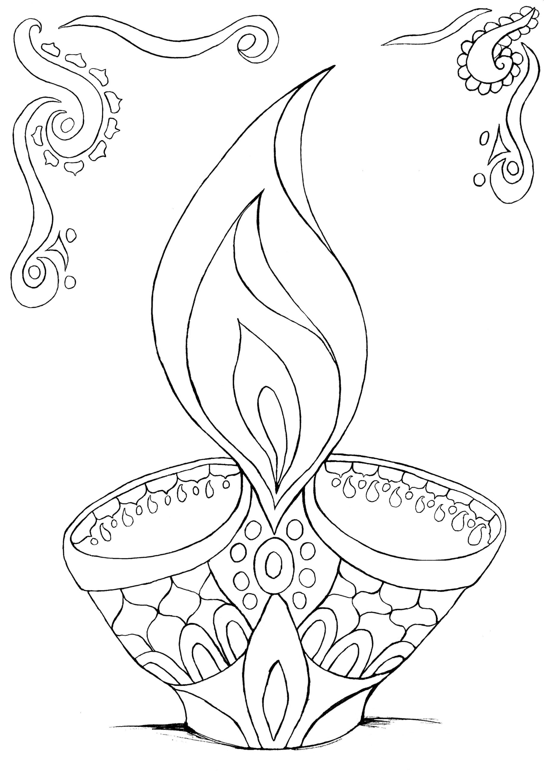 20 Diwali Coloring Pages For Kids Simple