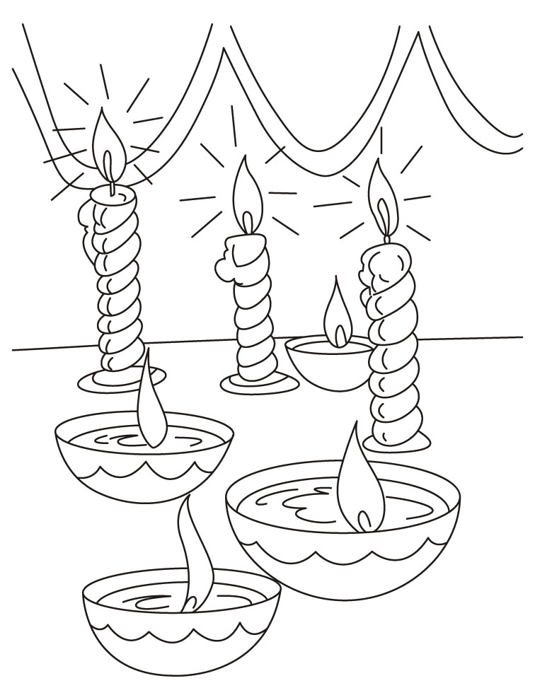 20 Diwali Coloring Pages For Kids Simple