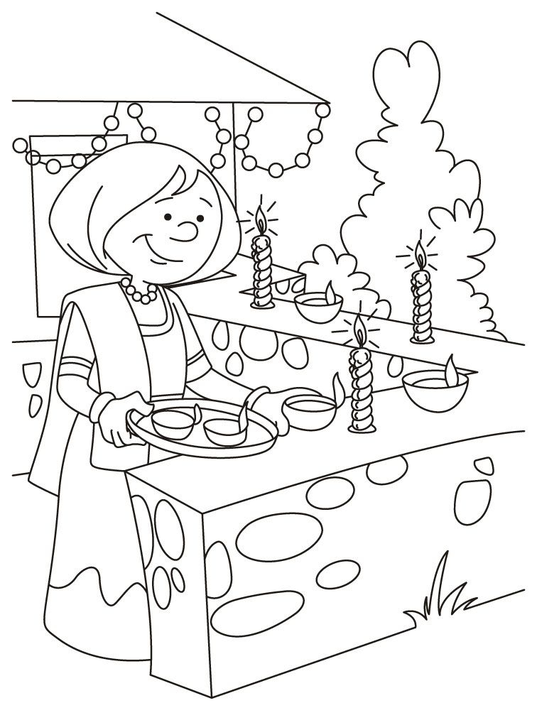 20 Diwali Coloring Pages For Kids Simple