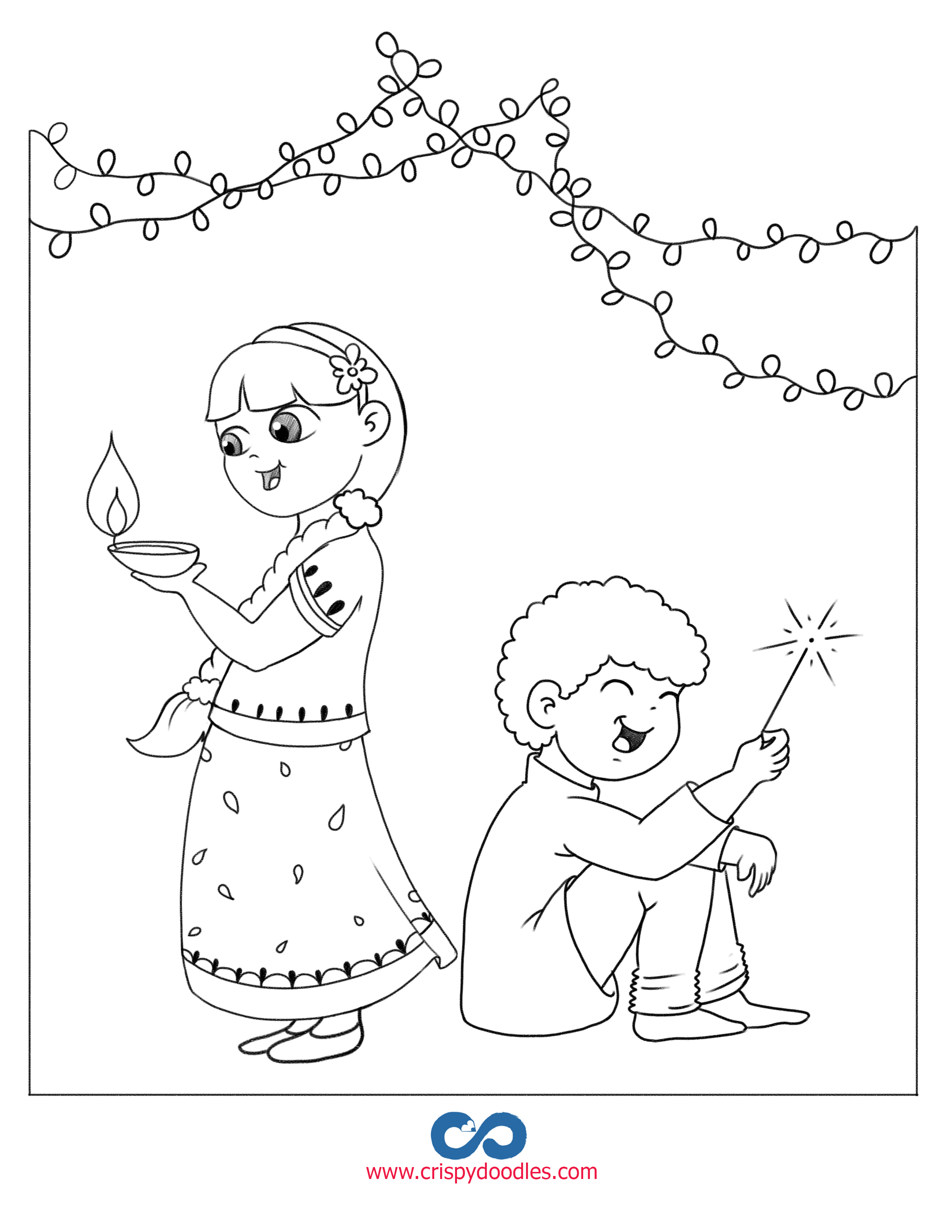 20 Diwali Coloring Pages For Kids Simple